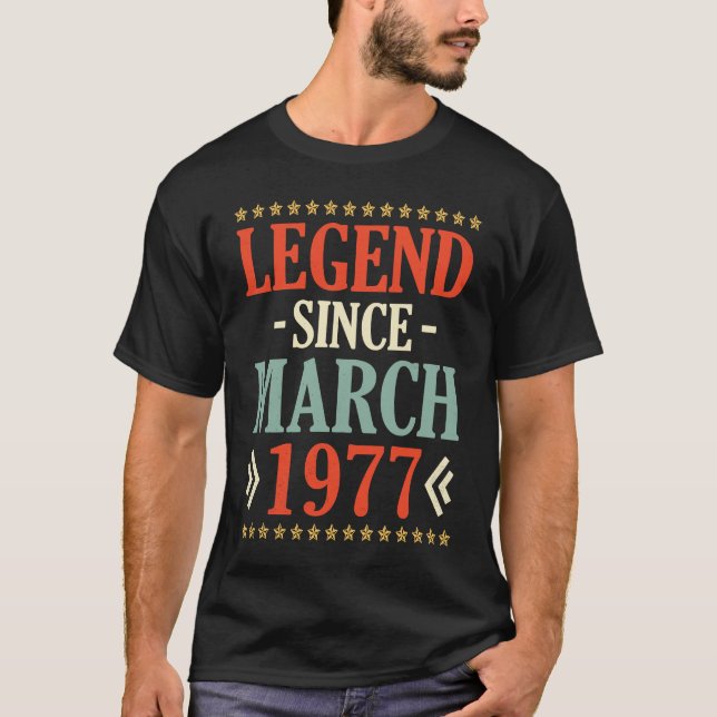 Camiseta Leyenda Desde Marzo De 1977 Feliz Cumpleaños 46 Añ (Anverso)