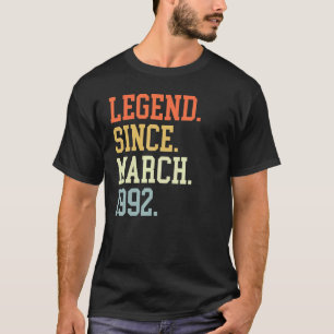 Camiseta Leyenda Desde Marzo De 1992 Para Mujeres Marzo De 