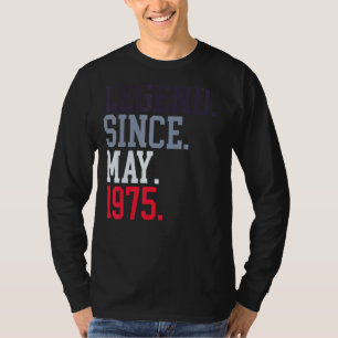Camiseta Leyenda Desde Mayo De 1975 Para Las Mujeres Mayo D