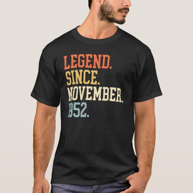 Camiseta Leyenda Desde Noviembre De 1952 Para Hombres Mujer (Anverso)