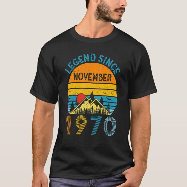 Camiseta Leyenda desde noviembre de 1970 52º cumpleaños 52  (Anverso)