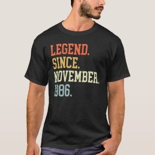 Camiseta Leyenda Desde Noviembre De 1986 Para Hombres Mujer
