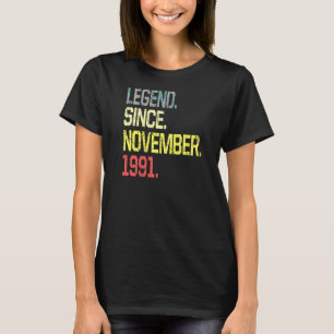 Camiseta Leyenda Desde Noviembre De 1991 Hombres Mujeres Vi