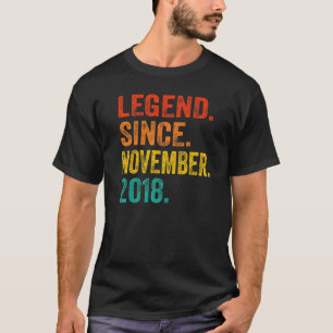 Camiseta Leyenda desde noviembre de 2018 4º cumpleaños Retr