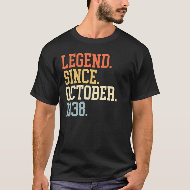 Camiseta Leyenda Desde Octubre De 1938 Para Hombres Mujeres (Anverso)