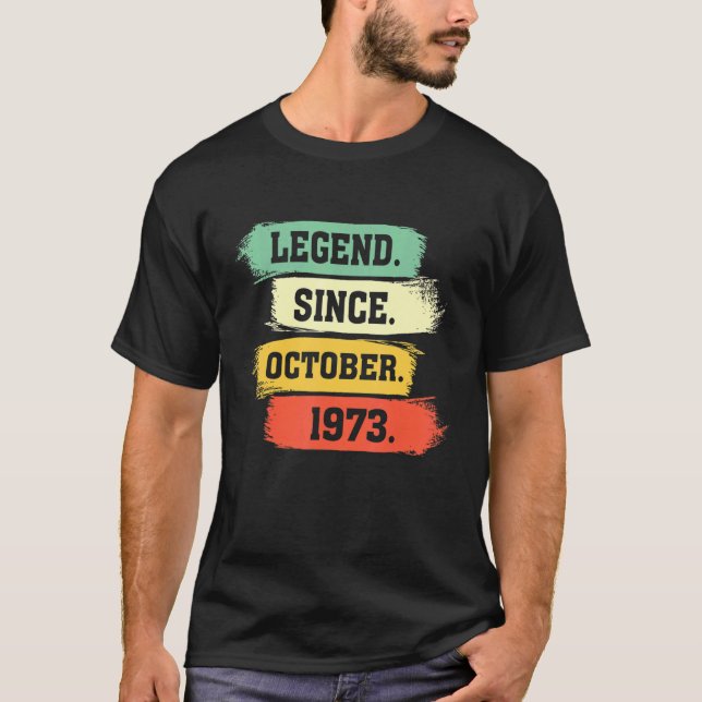 Camiseta Leyenda desde octubre de 1973 Feliz cumpleaños 201 (Anverso)