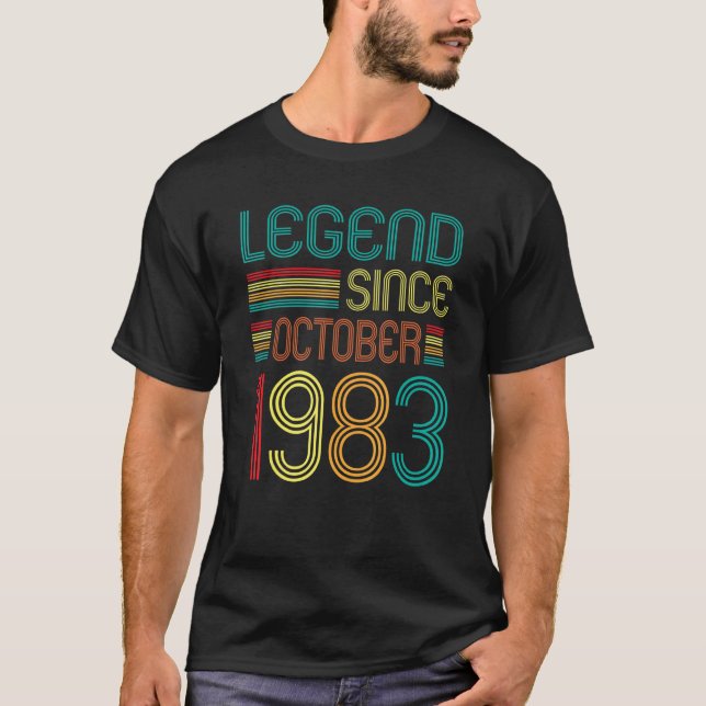 Camiseta Leyenda desde octubre de 1983 39º cumpleaños Retro (Anverso)