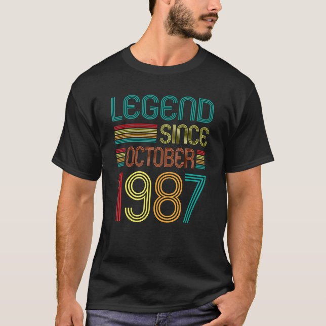 Camiseta Leyenda desde octubre de 1987 35º Cumpleaños Retro (Anverso)