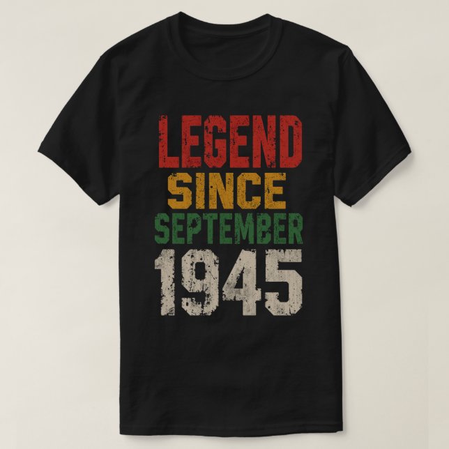Camiseta Leyenda Desde Septiembre De 1945 Audaz Arte Con Pr (Diseño del anverso)