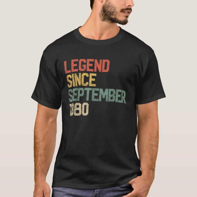 Camiseta Leyenda desde septiembre de 1980 40º regalo de cum (Anverso)