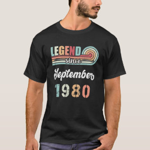 Camiseta Leyenda Desde Septiembre De 1980 42 Años Vintage B