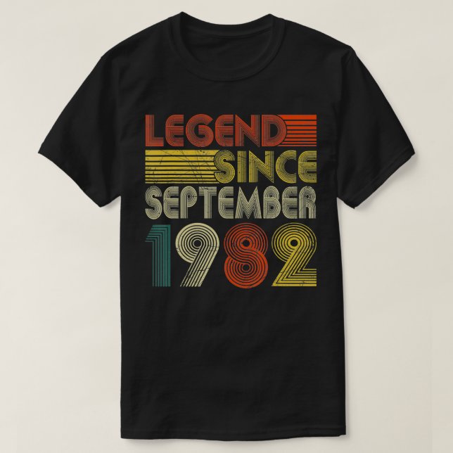 Camiseta Leyenda desde septiembre de 1982 Retro 40 cumpleañ (Diseño del anverso)