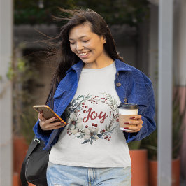 Camiseta Leyenda, flores rojas, bayas Navidades de la Alegr