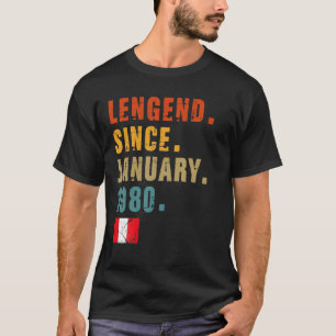 Camiseta Leyenda Hombres Desde Enero De 1980 42º Cumpleaños