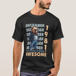 Camiseta Leyenda masculina Diciembre 1981 43er cumpleaños O