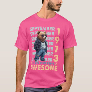 Camiseta Leyenda masculina Septiembre 1973 51er Bear de cum