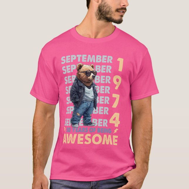 Camiseta Leyenda masculina Septiembre 1974 50º oso cumpleañ (Anverso)