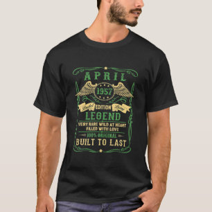 Camiseta Leyenda Nacida Abril 1957 65º Regalos De Cumpleaño
