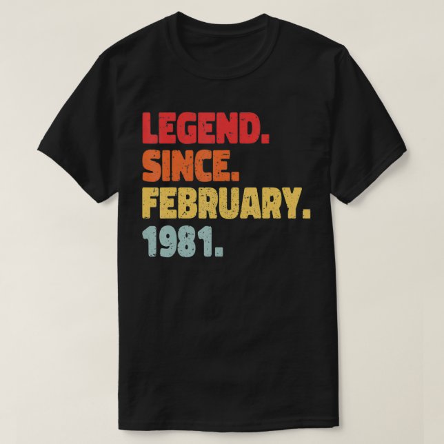 Camiseta Leyenda Nacida en febrero de 1981 (Diseño del anverso)