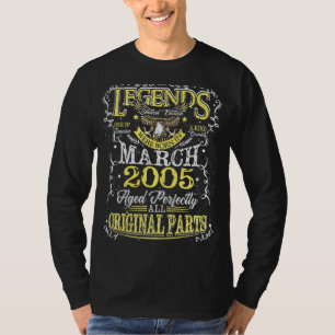 Camiseta Leyenda Nacida En Marzo De 2005 18º Cumpleaños 18