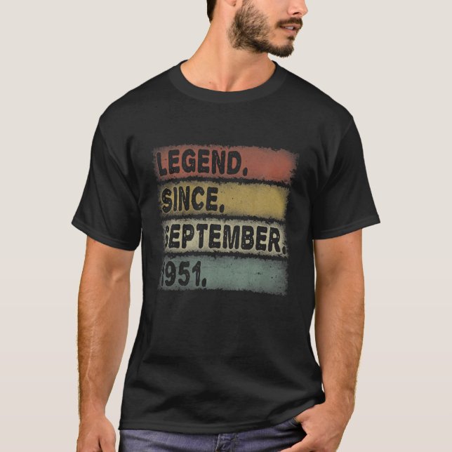 Camiseta Leyenda Septiembre 1951 70º Cumpleaños Retro Hombr (Anverso)