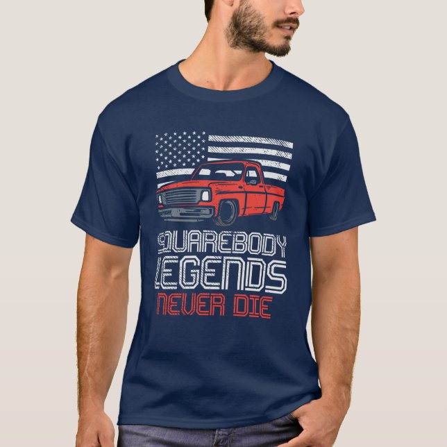 Camiseta Leyendas corporales cuadradas nunca mueren camione (Anverso)