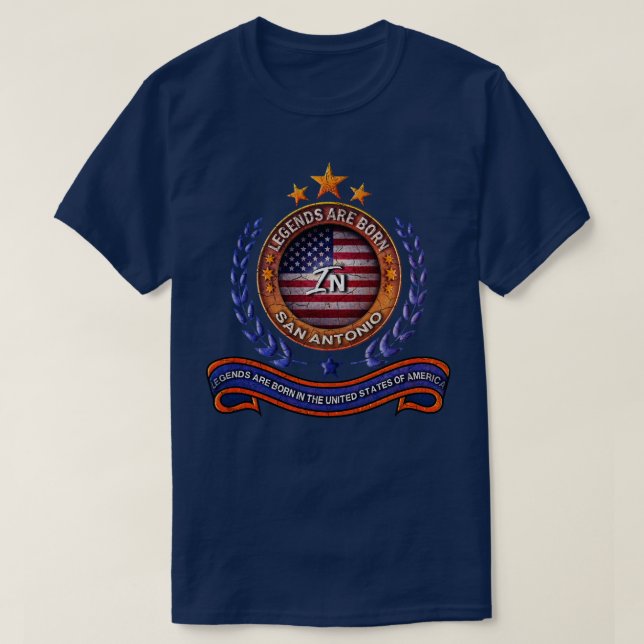 Camiseta Leyendas De San Antonio Texas Y Bandera De Estados (Diseño del anverso)