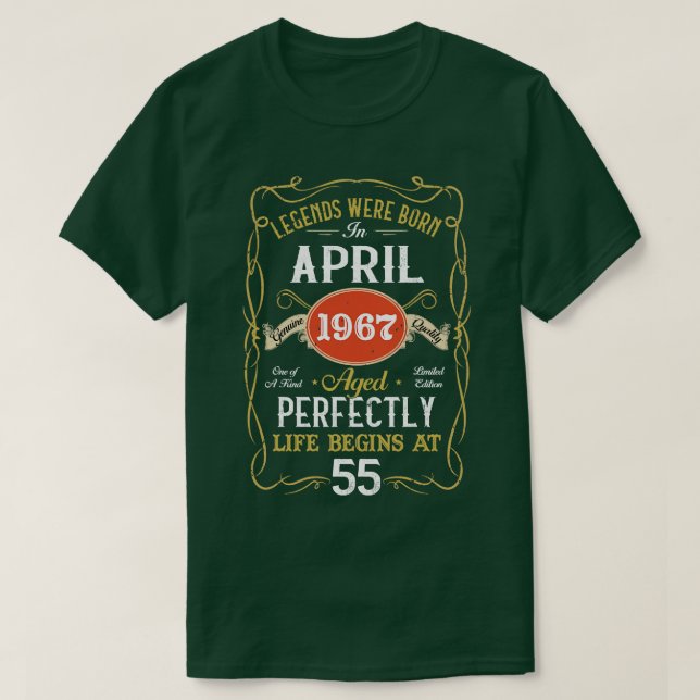 Camiseta Leyendas Nacidas En Abril De 1967 55º Cumpleaños 5 (Diseño del anverso)