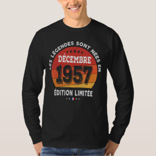Camiseta Leyendas Nacidas En Diciembre De 1957 65º Cumpleañ
