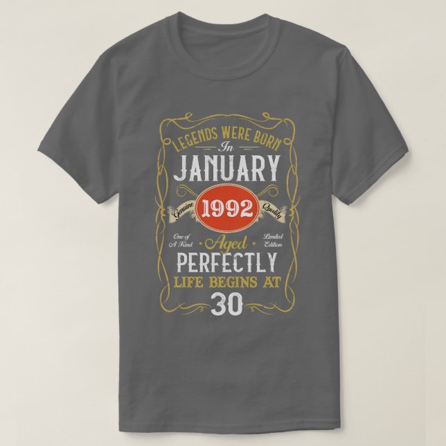 Camiseta Leyendas Nacidas En Enero De 1992 30º Cumpleaños 3 (Diseño del anverso)
