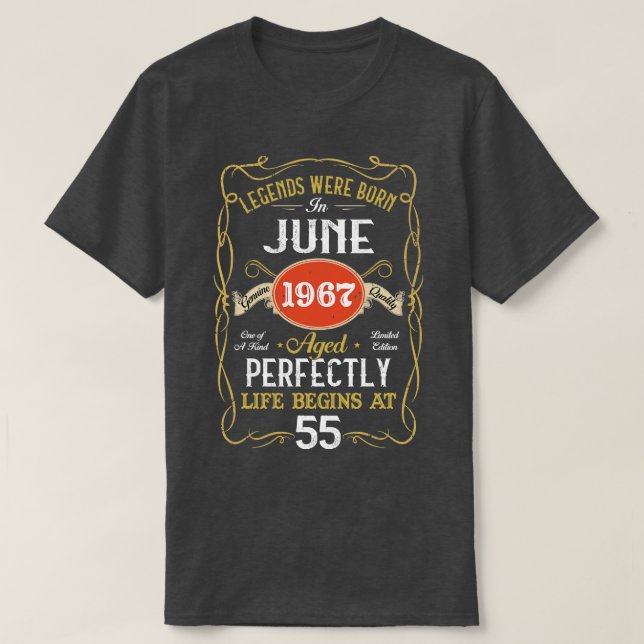 Camiseta Leyendas Nacidas En Junio De 1967 55º Cumpleaños 5 (Diseño del anverso)