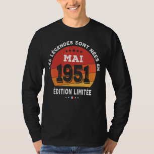 Camiseta Leyendas Nacidas En Mayo De 1951 71º Cumpleaños 71