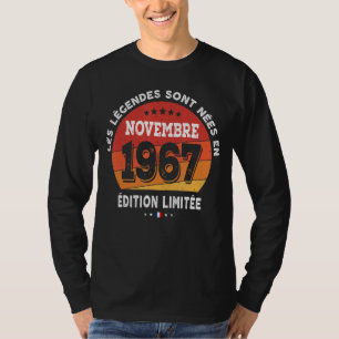 Camiseta Leyendas Nacidas En Noviembre De 1967 55º Cumpleañ