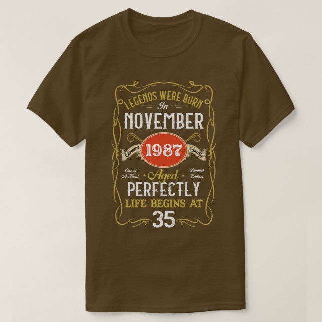 Camiseta Leyendas Nacidas En Noviembre De 1987 35º Cumpleañ (Diseño del anverso)