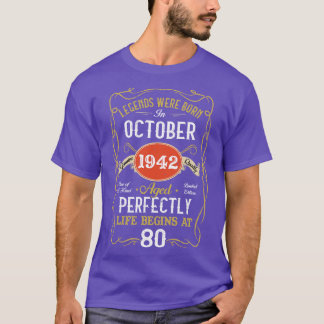 Camiseta Leyendas Nacidas En Octubre De 1942 80º Cumpleaños