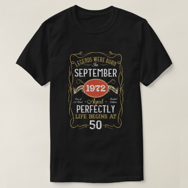 Camiseta Leyendas Nacidas En Septiembre De 1972 50º Cumplea (Diseño del anverso)