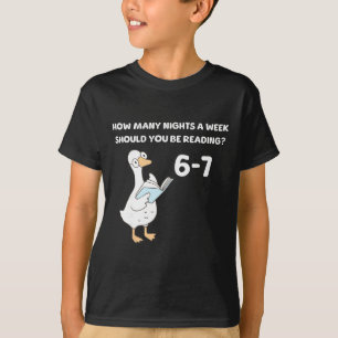 Camiseta Leyendo 6-7 Ganso Tonto Divertido Leer Libros Bibl