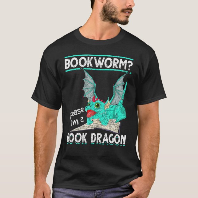 Camiseta Leyendo A Bookworm Im Un Dragón Libro Dragón (Anverso)
