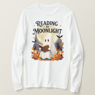 Camiseta Leyendo a la luz de la luna Fantasma Halloween