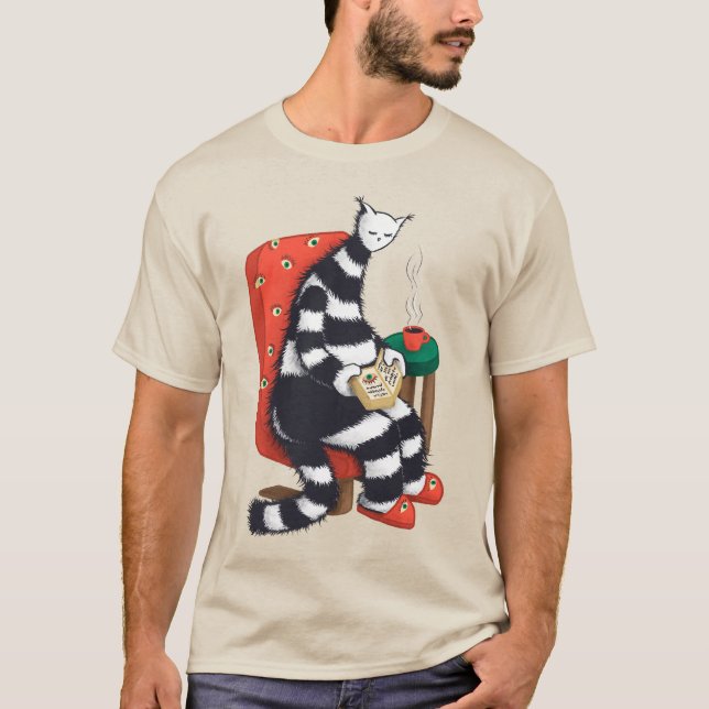 Camiseta Leyendo el amante del libro del gato (Anverso)