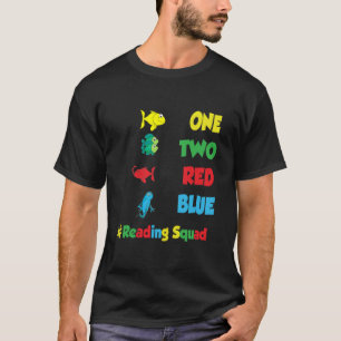Camiseta Leyendo Escuadrón de Maestros Uno Dos Peces Azules