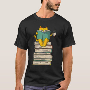 Camiseta Leyendo gato - Libro divertido