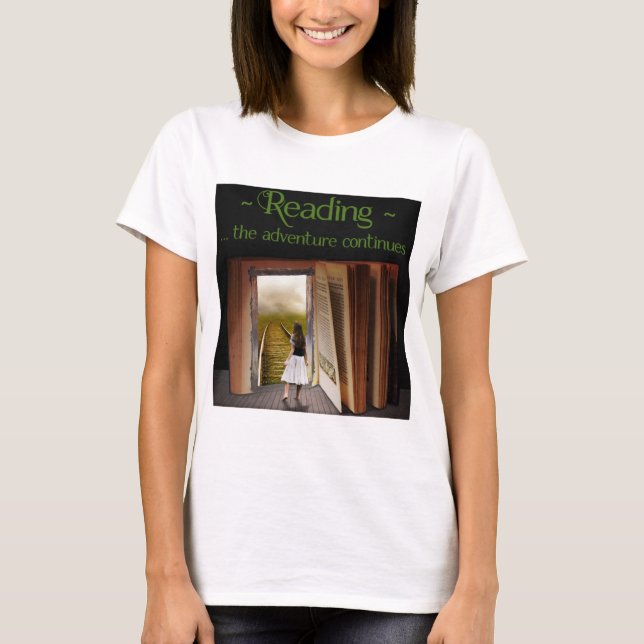 Camiseta Leyendo, la aventura continúa (Anverso)