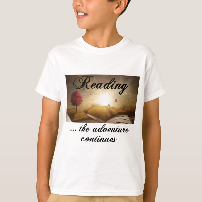 Camiseta Leyendo, la aventura continúa (Anverso)