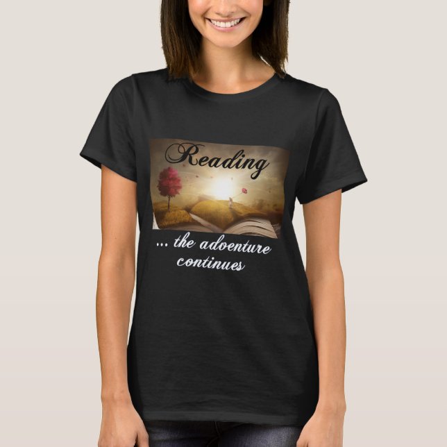 Camiseta Leyendo, la aventura continúa (Anverso)