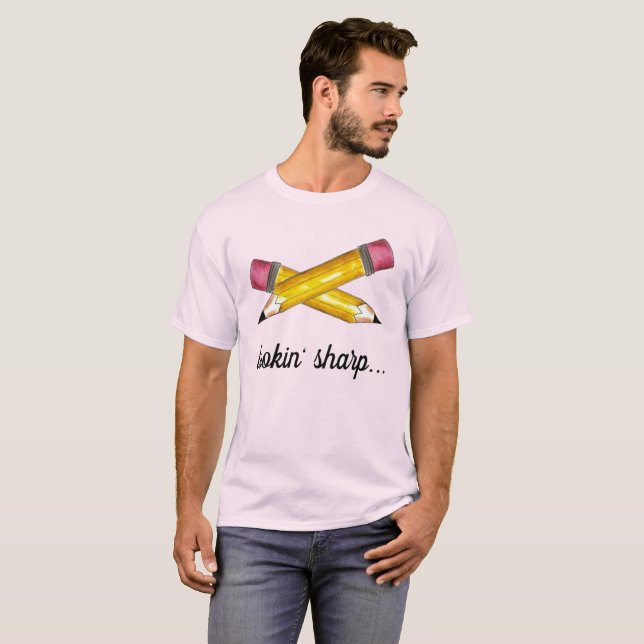 Camiseta Leyendo la escritura nítida amarilla #2 en la escu (Anverso completo)