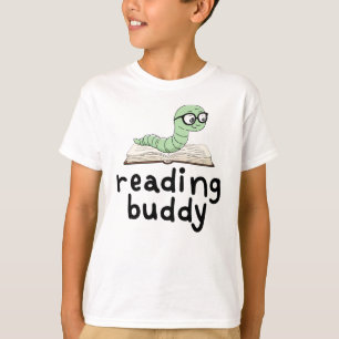 Camiseta Leyendo librero Buddy Cute con libro