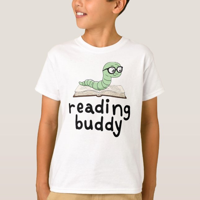 Camiseta Leyendo librero Buddy Cute con libro (Anverso)