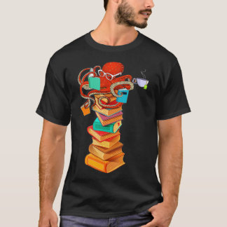 Camiseta Leyendo libro de café Octopus Lover Bookworm Rea