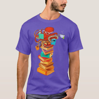 Camiseta Leyendo libro de café Octopus Lover Bookworm Rea